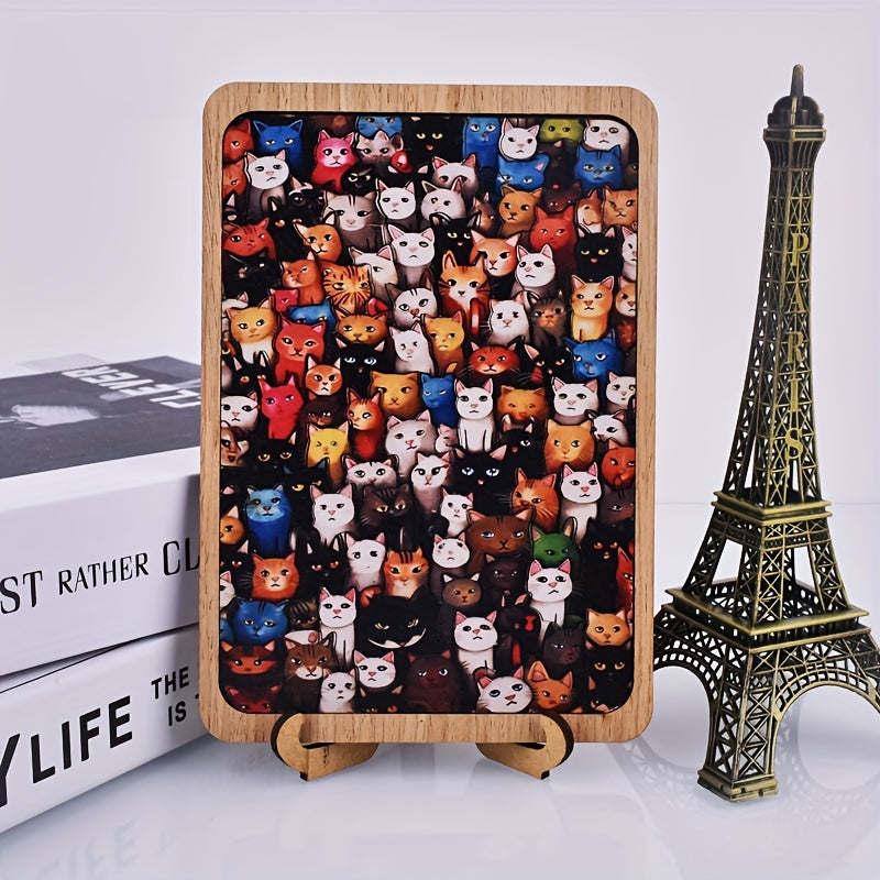 Cat Party Educational Toys Unique Shapes Irregular Animal Shapes Wooden Puzzle