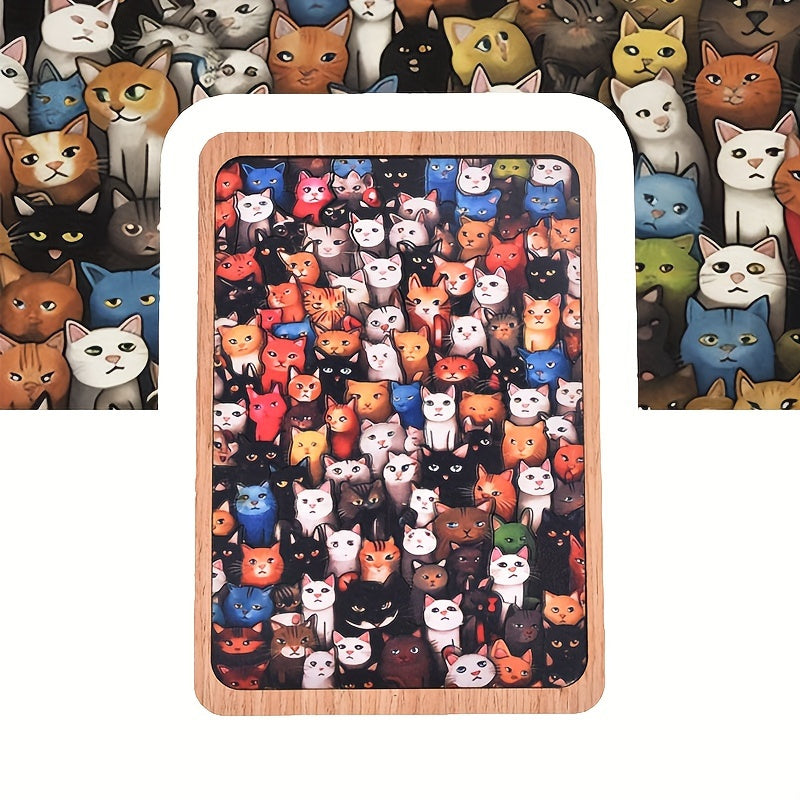 Cat Party Educational Toys Unique Shapes Irregular Animal Shapes Wooden Puzzle