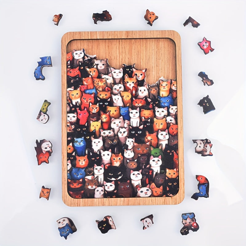 Cat Party Educational Toys Unique Shapes Irregular Animal Shapes Wooden Puzzle