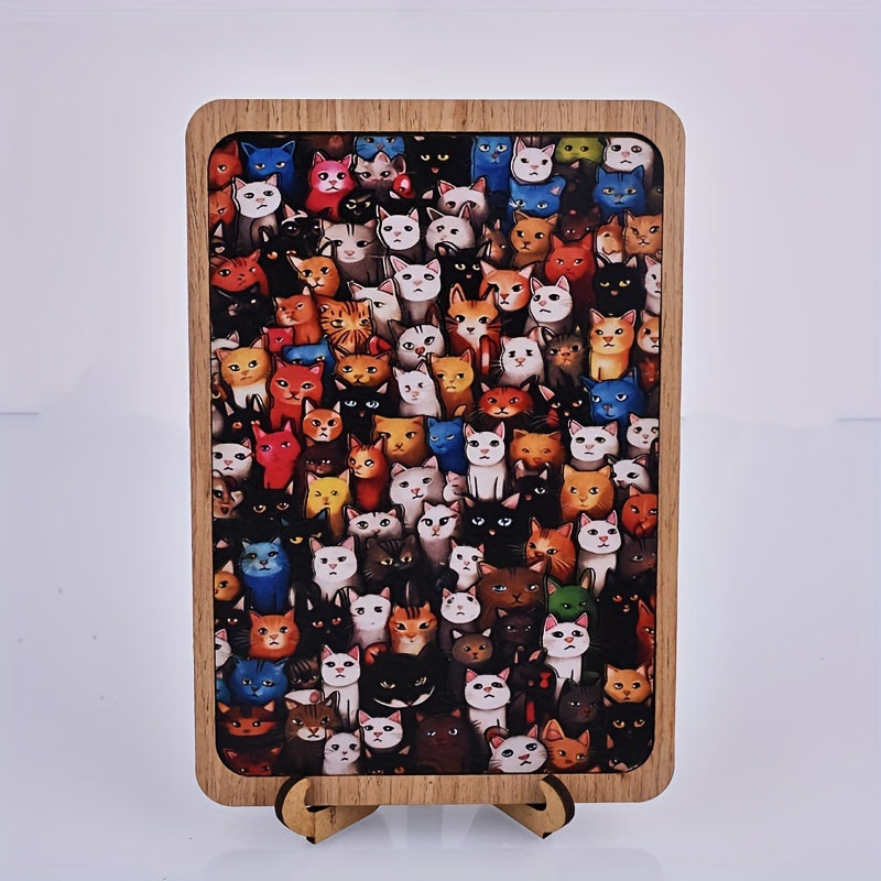 Cat Party Educational Toys Unique Shapes Irregular Animal Shapes Wooden Puzzle