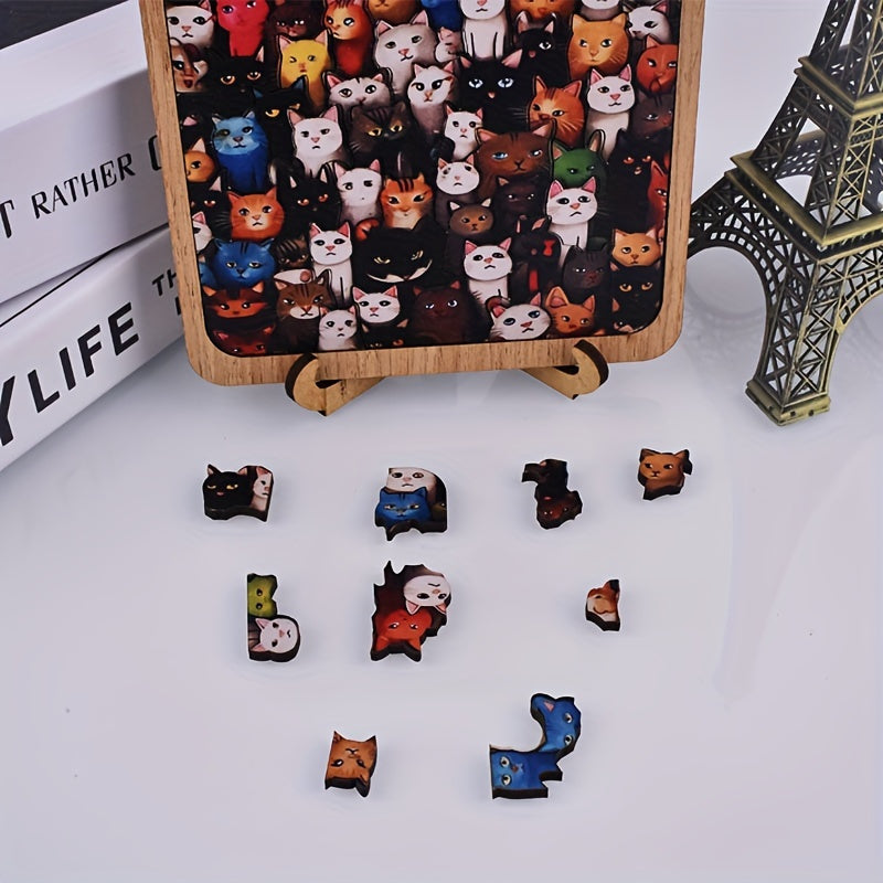 Cat Party Educational Toys Unique Shapes Irregular Animal Shapes Wooden Puzzle