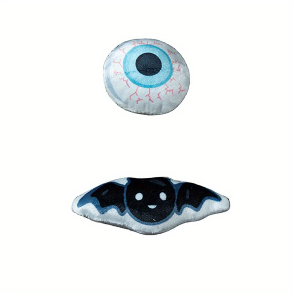 Halloween Cat Toy Set, 2PCS, Plush Bat & Pumpkin Design with Interactive BB Sound, Pet Play Self-Amusement No Battery Needed - Seasonal Festive Catnip-Like Toys for Kittens and Cats