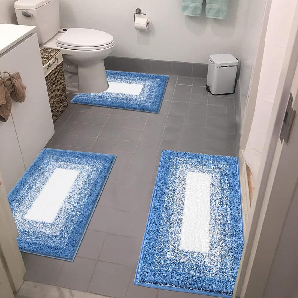 [3pcs Soft Comfortable Bathroom Rugs] Soft Comfortable Bathroom Rugs Sets 3pcs, Plush Shaggy Bath Rugs for Bathroom Anti-Slip, Absorbent Microfiber Bathroom Mat Home Decor with U-Shaped Contour Toilet Mat for Bathroom Tub, Sh
