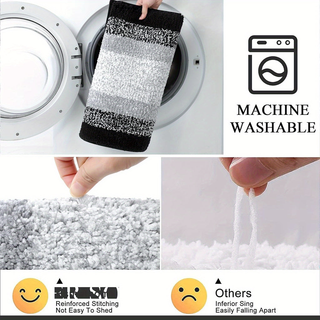 Comfortable Bathroom Rug Set 2pcs, Anti-Slip Absorbent Plush Shaggy Bath Mat Home Decor, Soft Shaggy Absorbent Microfiber Bath Rugs Machine Washable Bath Mat for Bathroom