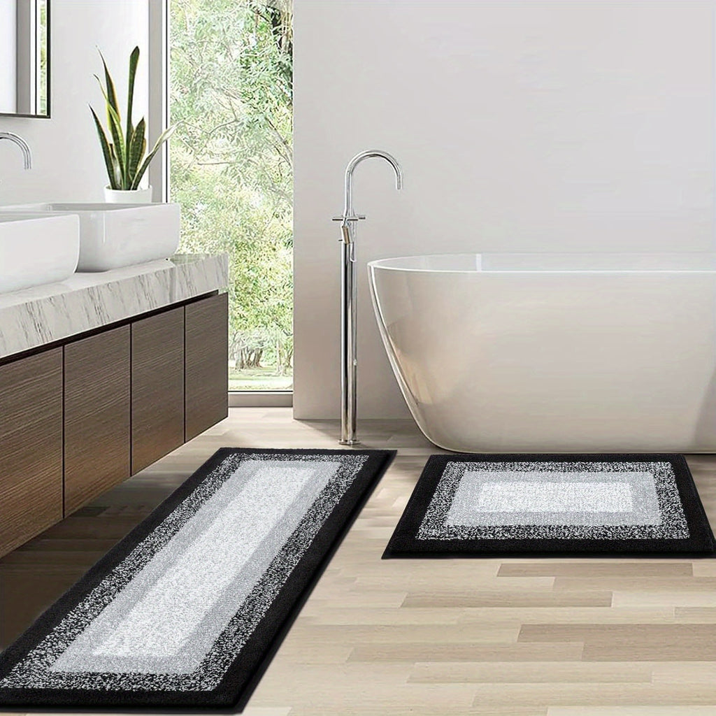 Comfortable Bathroom Rug Set 2pcs, Anti-Slip Absorbent Plush Shaggy Bath Mat Home Decor, Soft Shaggy Absorbent Microfiber Bath Rugs Machine Washable Bath Mat for Bathroom