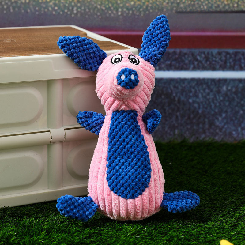 1pc Durable Squeaky Plush Dog Toy - Cute Cartoon Animal Shapes in Pink, Blue, & Green, Soft Chew & Play Toy for All Breeds, Ideal for Indoor Puppies & Senior Dogs, Puppy Toys