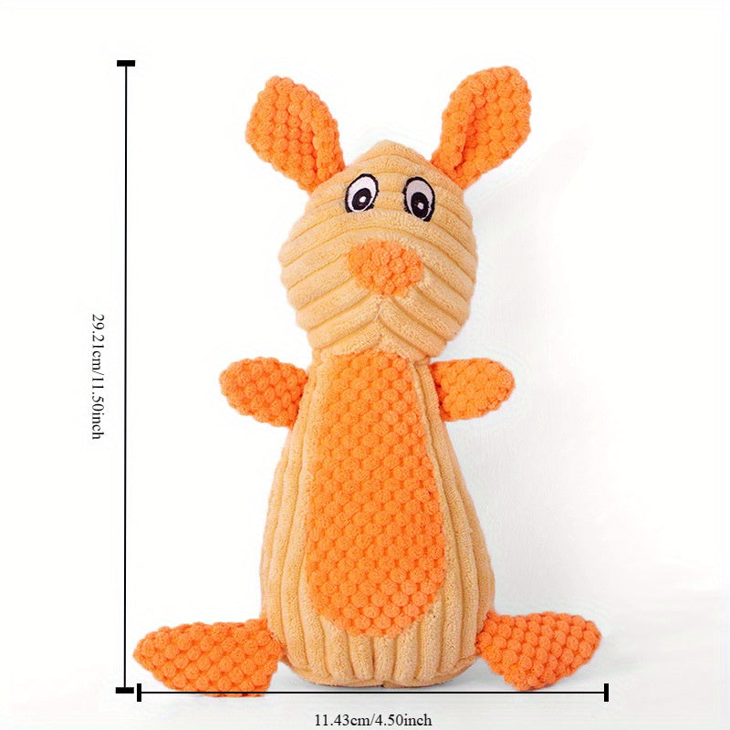 1pc Durable Squeaky Plush Dog Toy - Cute Cartoon Animal Shapes in Pink, Blue, & Green, Soft Chew & Play Toy for All Breeds, Ideal for Indoor Puppies & Senior Dogs, Puppy Toys