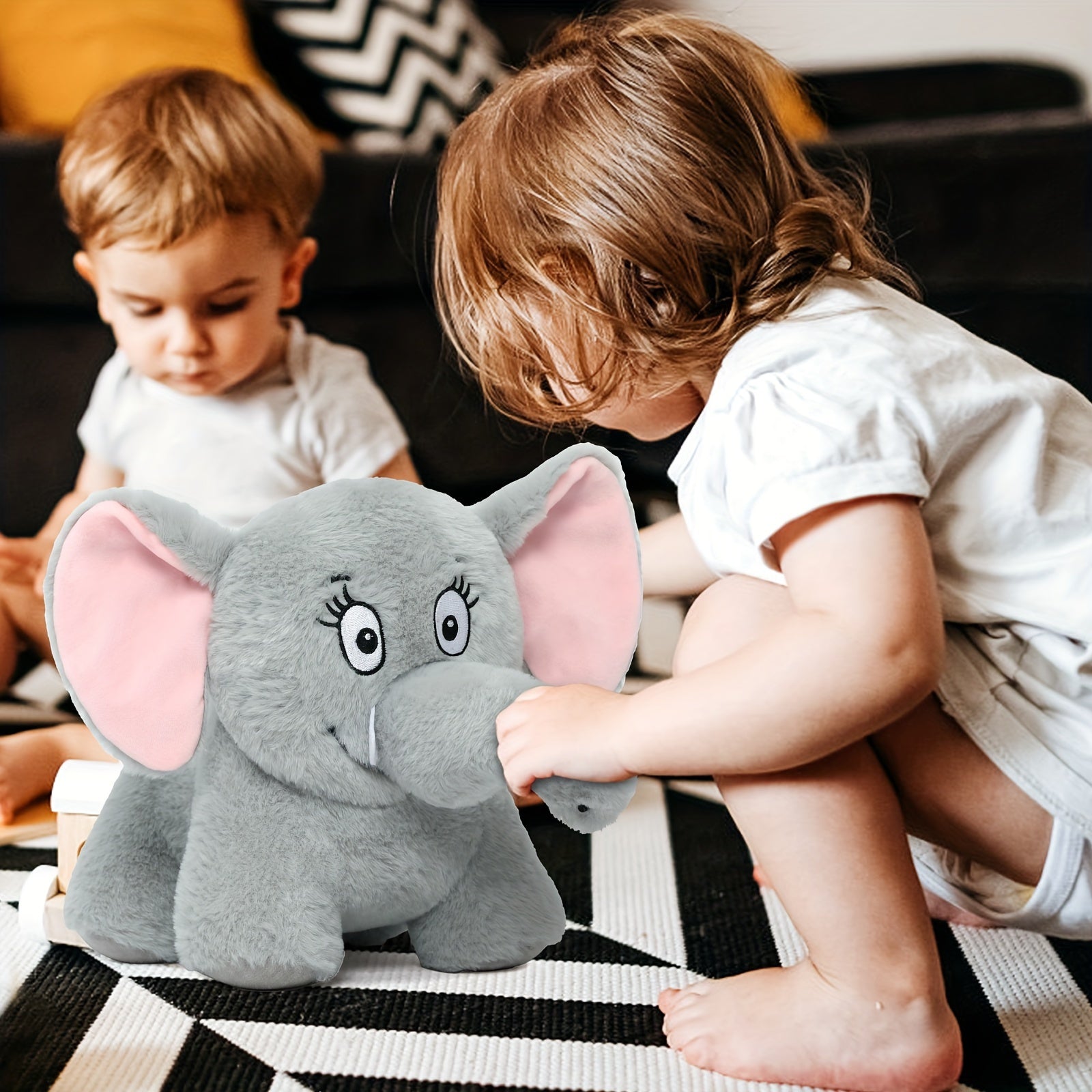 Cute Elephant Stuffed Animal Dog Toys Elephant Removable Tail and Nose Gray Elephant Plush Creative Birthday Gift