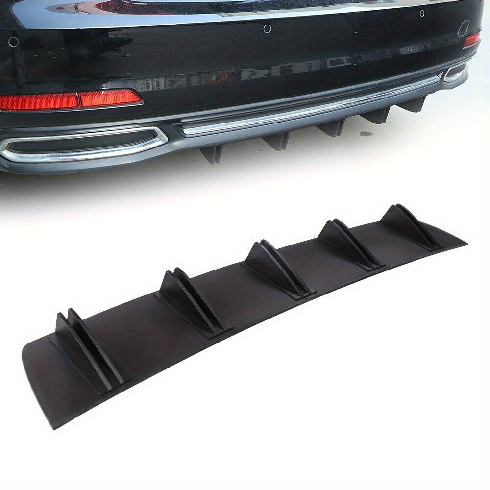 Automotive Universal Rear Bumper Lip Diffuser Car Rear Bumper Chassis Spoiler, Shark Fin 5 Wing, Chin Bumper Protector for Rear, Shark Fins Cover Trim Spoile (Black)