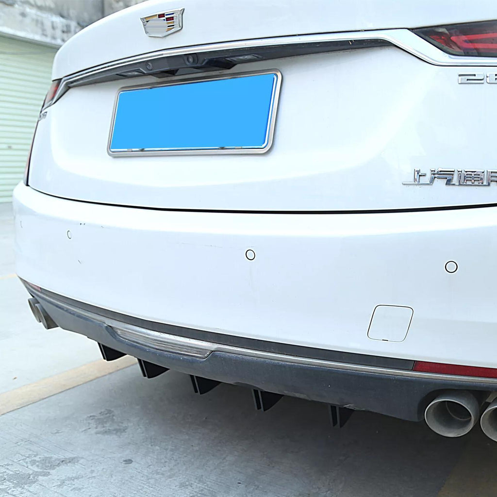 Automotive Universal Rear Bumper Lip Diffuser Car Rear Bumper Chassis Spoiler, Shark Fin 5 Wing, Chin Bumper Protector for Rear, Shark Fins Cover Trim Spoile (Black)