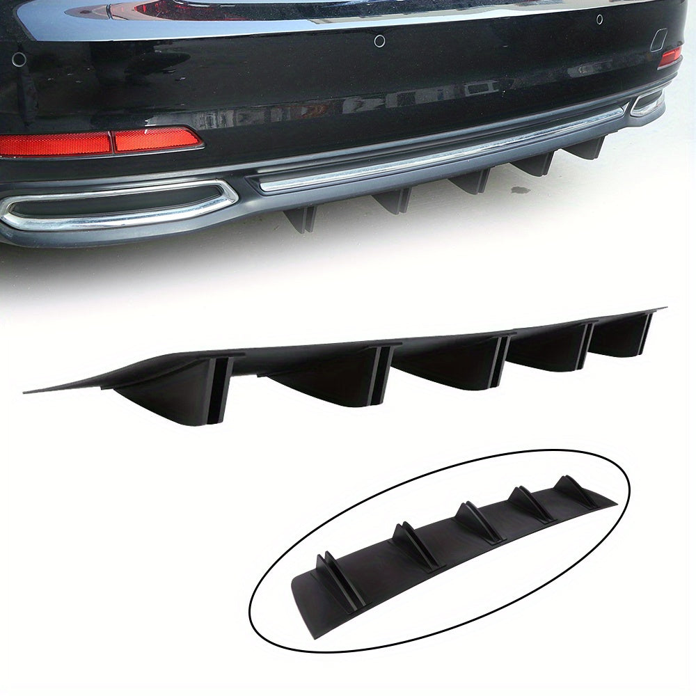 Automotive Universal Rear Bumper Lip Diffuser Car Rear Bumper Chassis Spoiler, Shark Fin 5 Wing, Chin Bumper Protector for Rear, Shark Fins Cover Trim Spoile (Black)