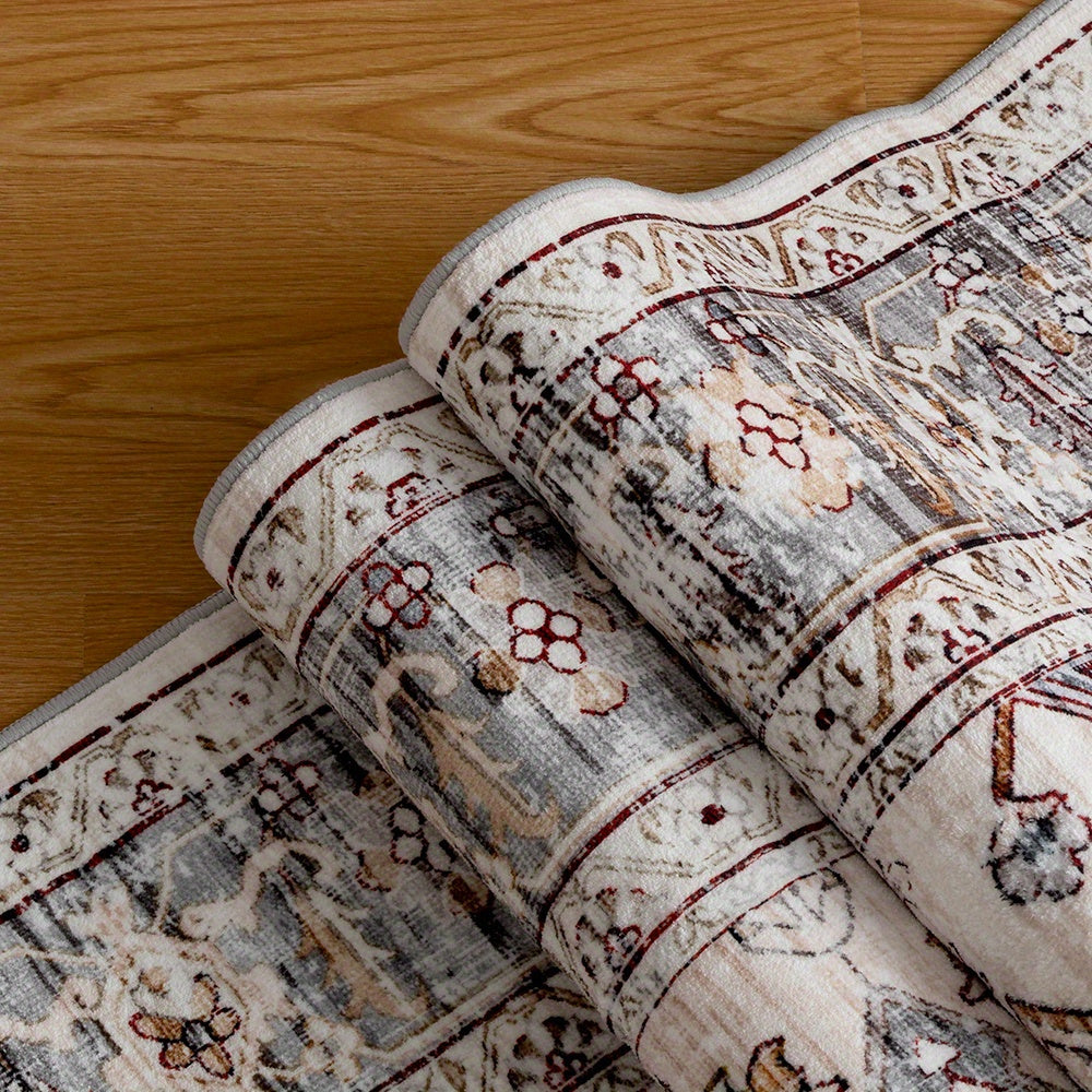 [Ultra Soft Bohemian Rugs] Ultra Soft Bohemian Beige Washable Rugs | Non Slip Retro Foldable Area Rugs for Living Room and Bedroom