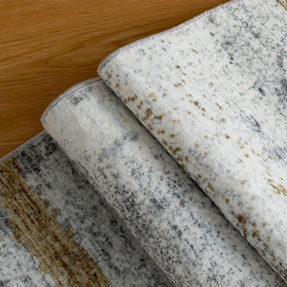 Gray/Rust Washable Rug, Ultra Soft Area Rug, Non Slip Abstract Rug Foldable, Stain Resistant Rugs for Living Room Bedroom, Modern Fuzzy Rug (Gray/Rust, 6'x9')