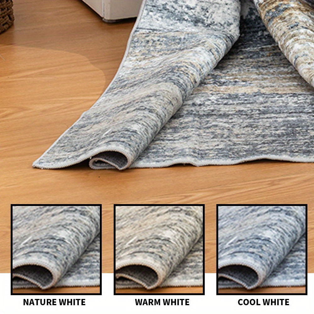Gray/Rust Washable Rug, Ultra Soft Area Rug, Non Slip Abstract Rug Foldable, Stain Resistant Rugs for Living Room Bedroom, Modern Fuzzy Rug (Gray/Rust, 6'x9')