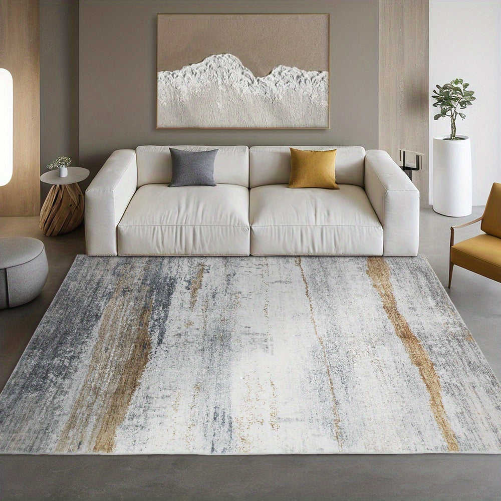 Gray/Rust Washable Rug, Ultra Soft Area Rug, Non Slip Abstract Rug Foldable, Stain Resistant Rugs for Living Room Bedroom, Modern Fuzzy Rug (Gray/Rust, 6'x9')