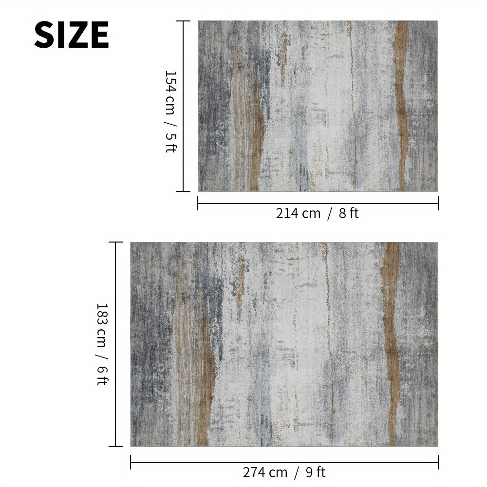 Gray/Rust Washable Rug, Ultra Soft Area Rug, Non Slip Abstract Rug Foldable, Stain Resistant Rugs for Living Room Bedroom, Modern Fuzzy Rug (Gray/Rust, 6'x9')