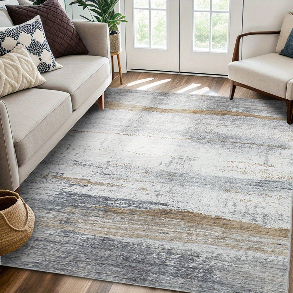 Gray/Rust Washable Rug, Ultra Soft Area Rug, Non Slip Abstract Rug Foldable, Stain Resistant Rugs for Living Room Bedroom, Modern Fuzzy Rug (Gray/Rust, 6'x9')