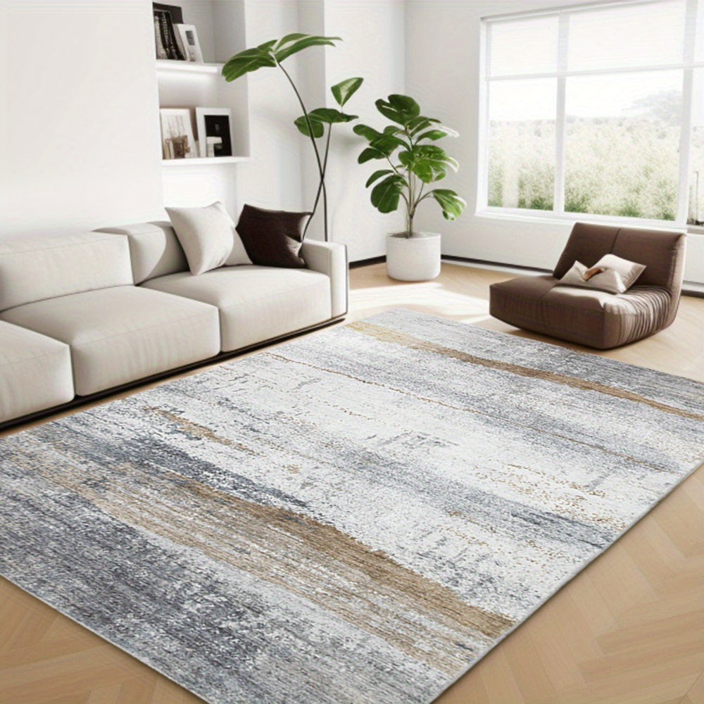 Gray/Rust Washable Rug, Ultra Soft Area Rug, Non Slip Abstract Rug Foldable, Stain Resistant Rugs for Living Room Bedroom, Modern Fuzzy Rug (Gray/Rust, 6'x9')