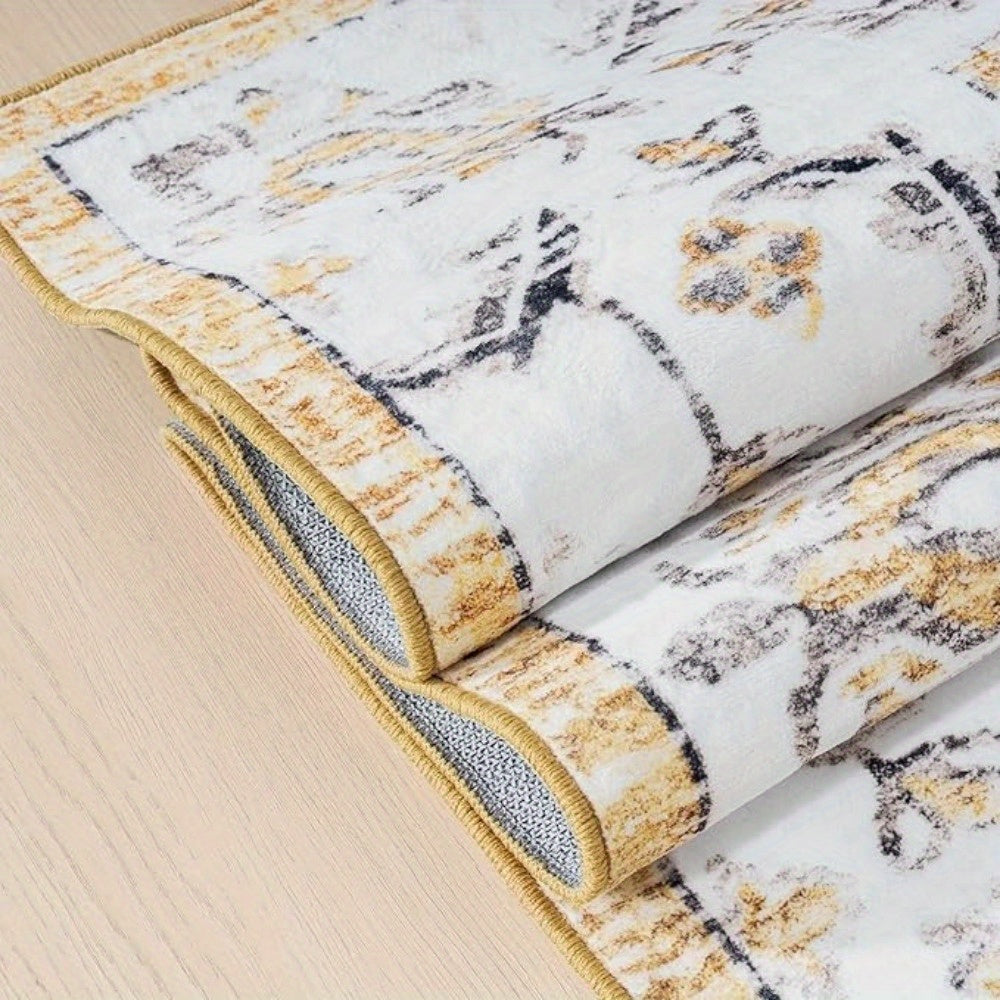 Machine Washable Area Rug for Living Room Soft Faux Cashmere Short Pile Rugs for Bedroom Kitchen Dining Home Office Non-Shedding and Easy-Cleaning