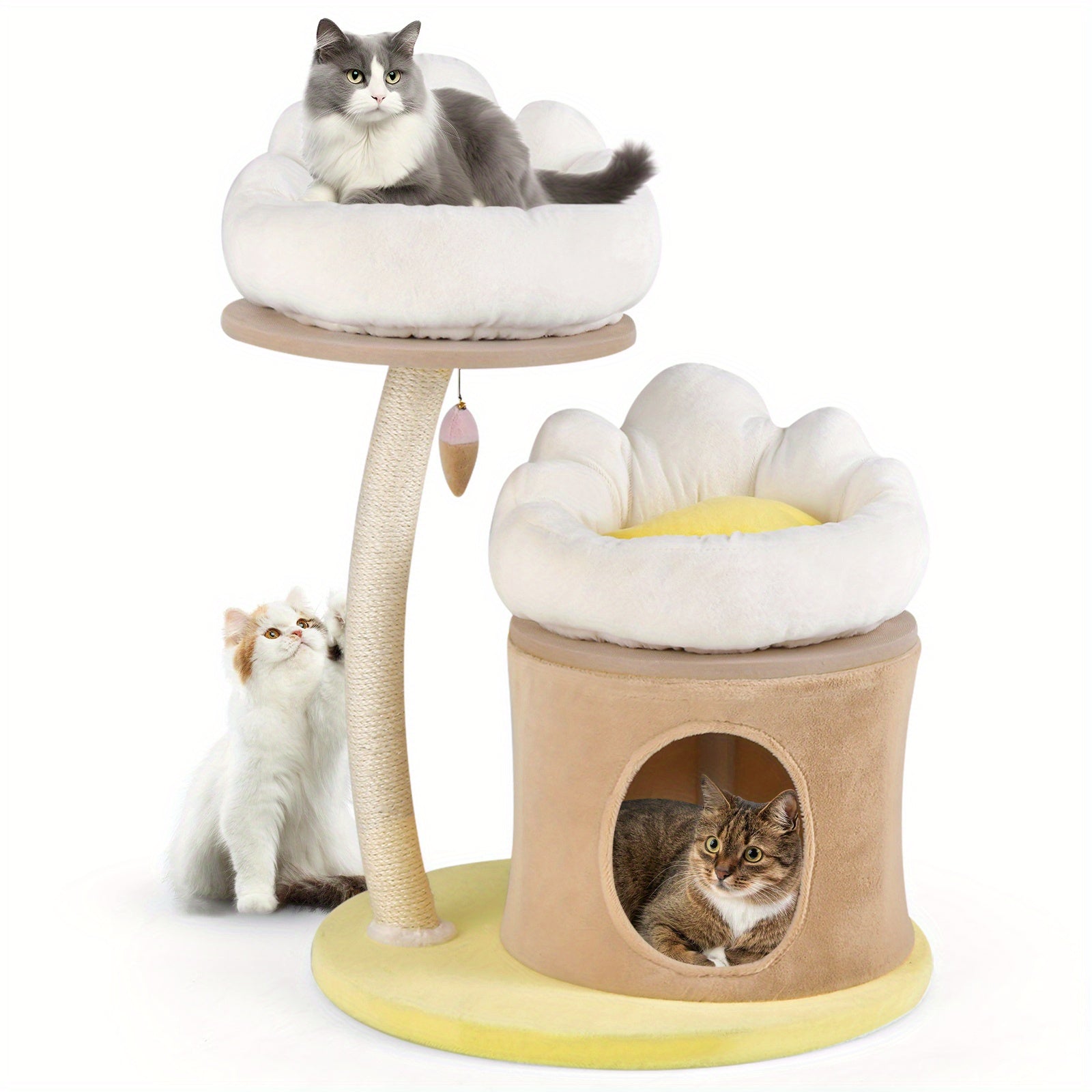 1pc 33" Deluxe Cat Tower - Multi-Level Condo with Sisal Scratching Post