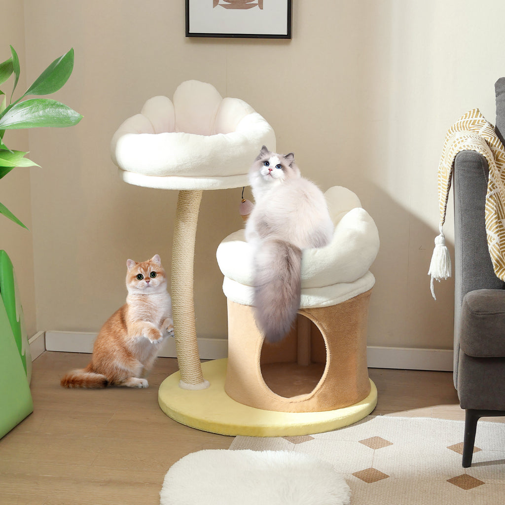 1pc 33" Deluxe Cat Tower - Multi-Level Condo with Sisal Scratching Post