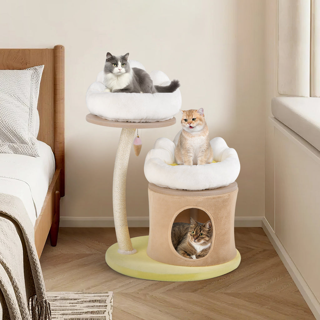 1pc 33" Deluxe Cat Tower - Multi-Level Condo with Sisal Scratching Post