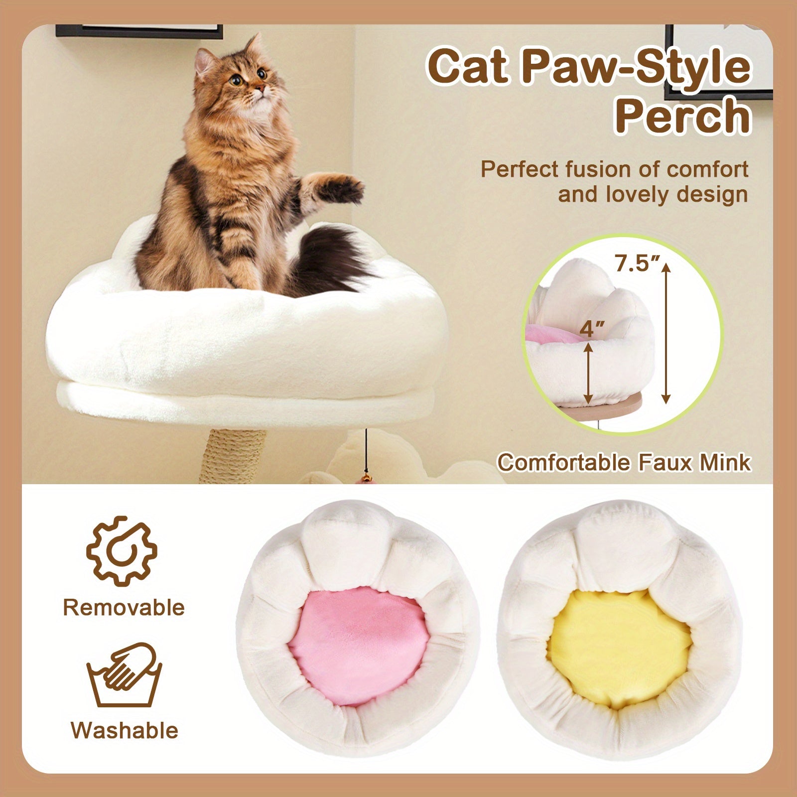 1pc 33" Deluxe Cat Tower - Multi-Level Condo with Sisal Scratching Post