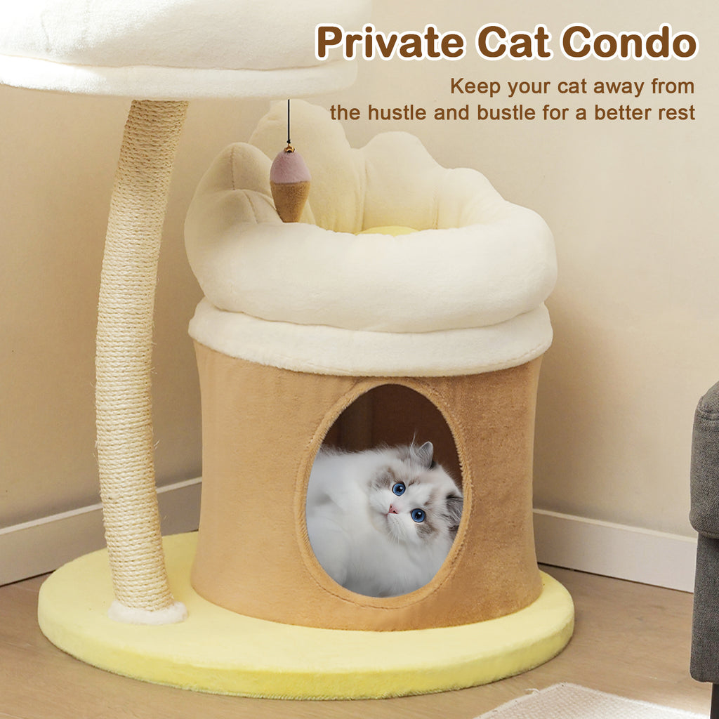 1pc 33" Deluxe Cat Tower - Multi-Level Condo with Sisal Scratching Post