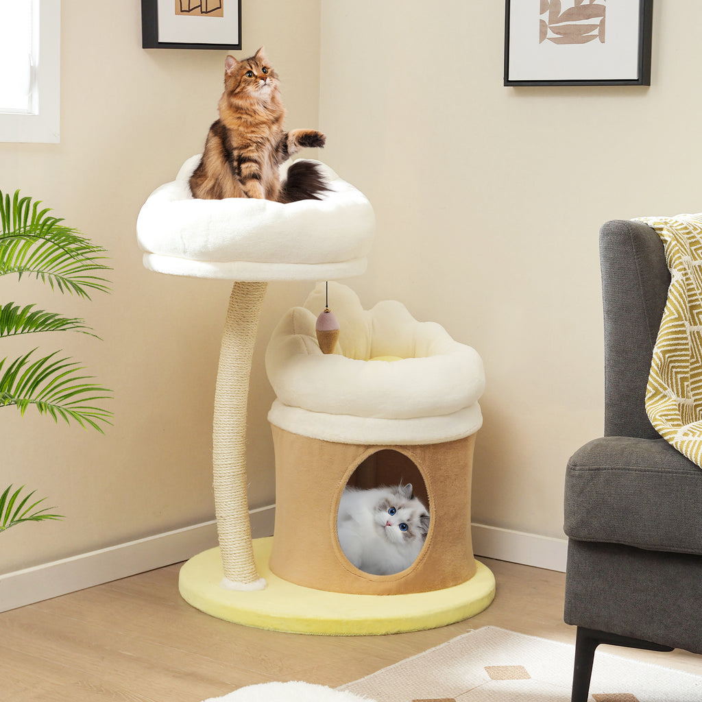 1pc 33" Deluxe Cat Tower - Multi-Level Condo with Sisal Scratching Post
