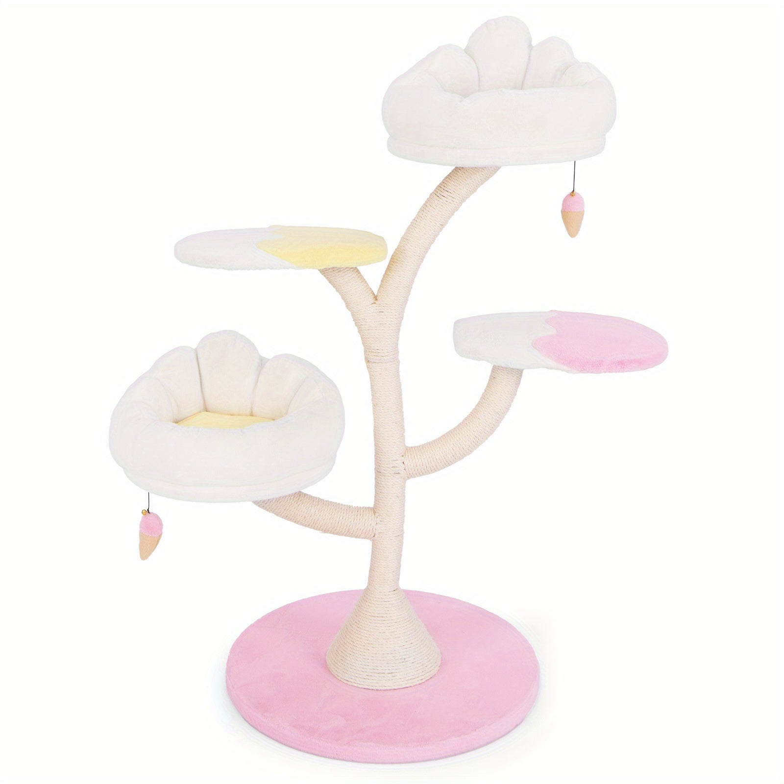 1pc Multi-Layer Cat Tree, Cute Cat Tower With 2 Cat Perches & 2 Platforms, All-in-one Cat Tree,