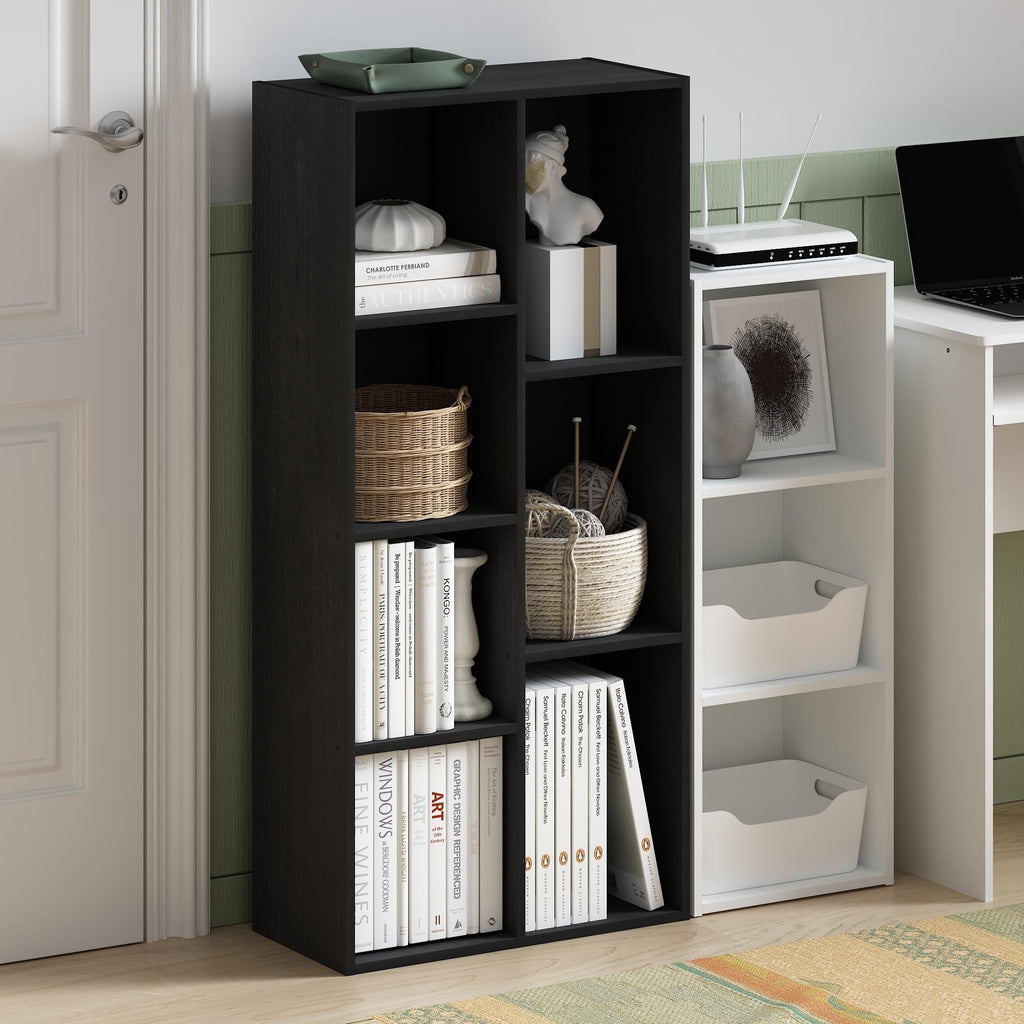 7-Cube Bookcase, Bookshelf, Storage Organizer, White/ Pink, Multi-Purpose Shelving Unit for Books, Clothes, Toys, Home Office, Living Room, Bedroom, Modern Design, Easy Assembly