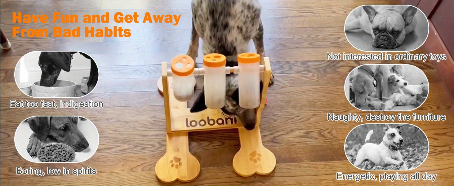 Dog Puzzle Toys Wooden -Interactive Slow Feeder Dog Toy, IQ