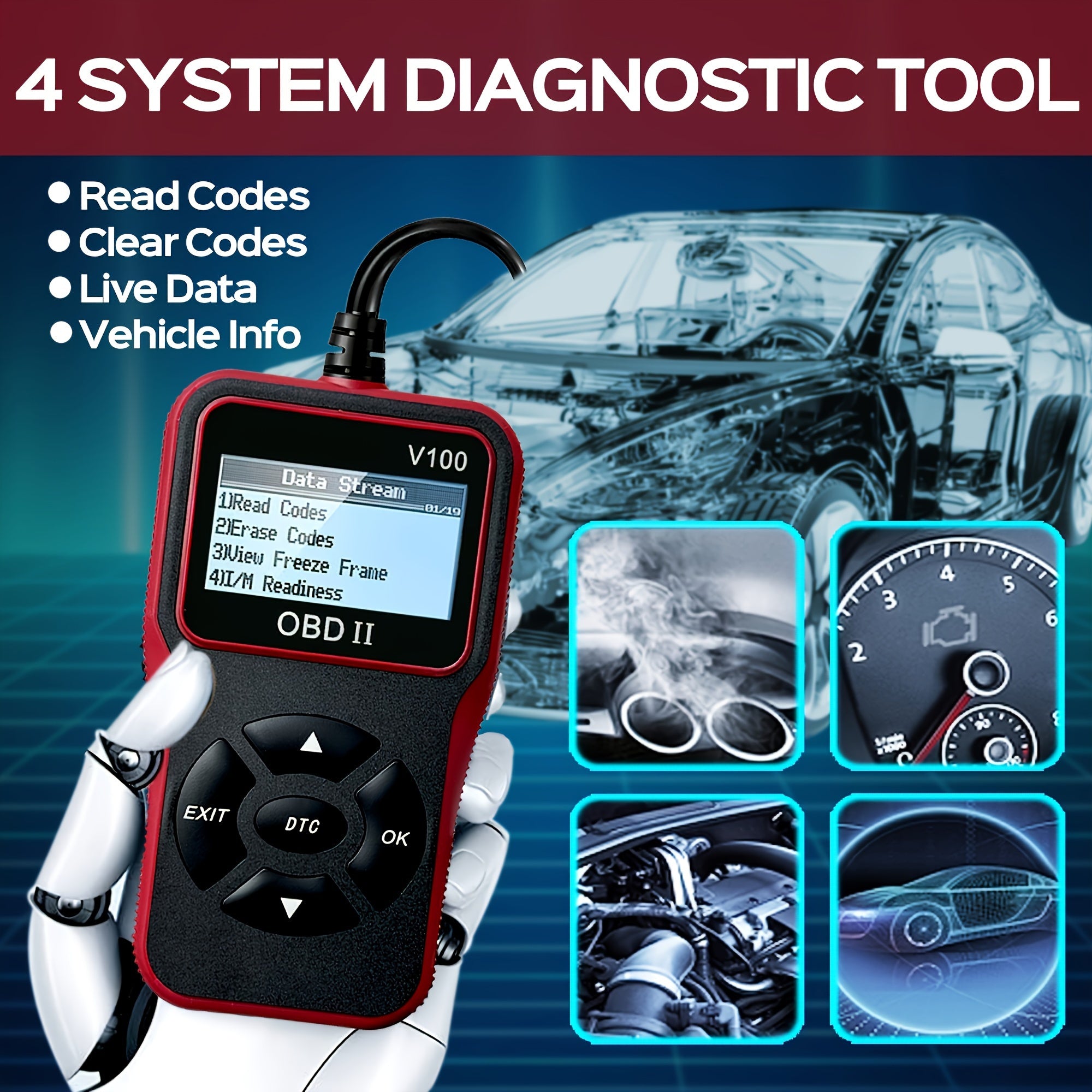 Automotive OBD2 Diagnose Scanner Code Reader Engine Fault Code Reader Scanner Can Diagnose Scan Tool For All OBD II Protocol Cars Since 1996