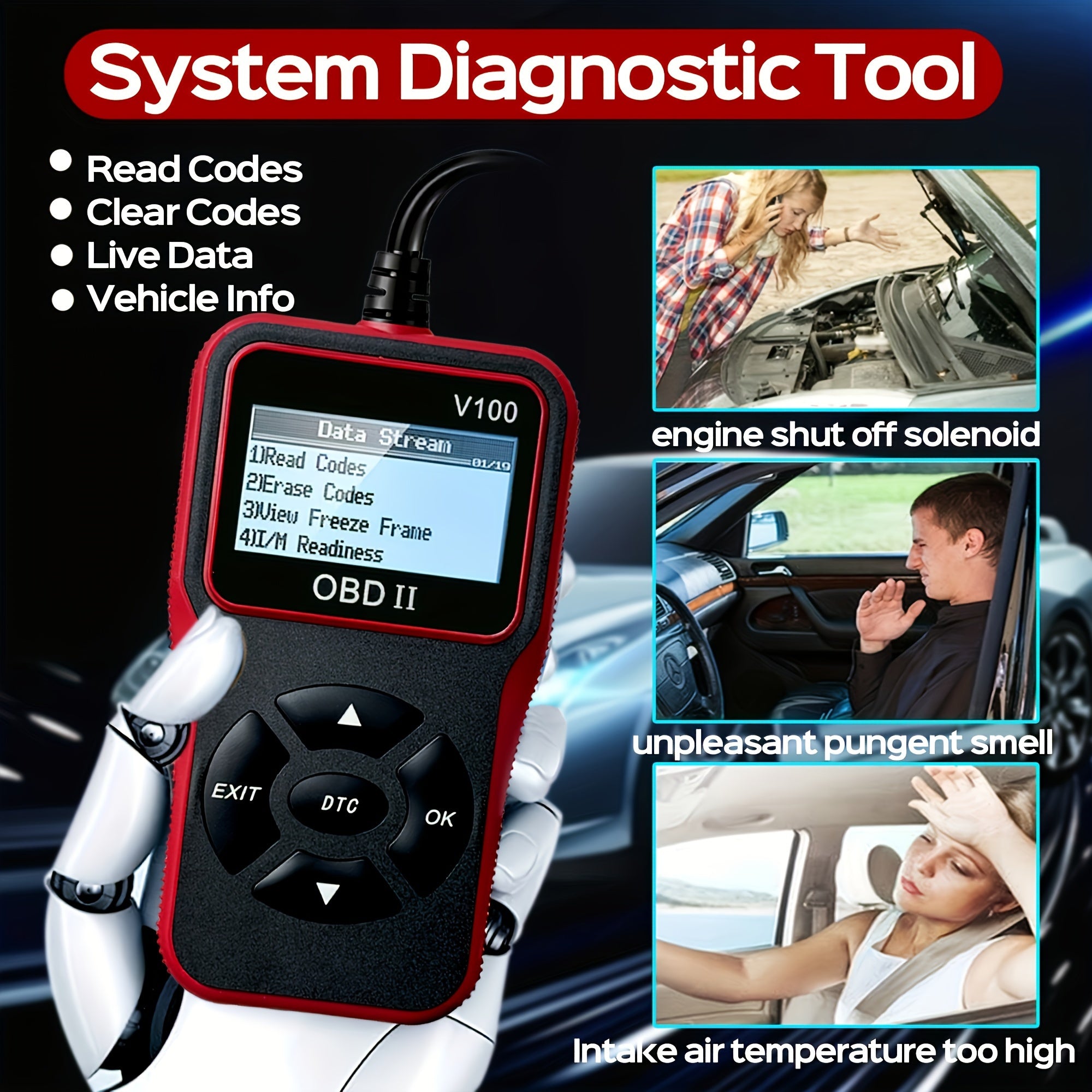 Automotive OBD2 Diagnose Scanner Code Reader Engine Fault Code Reader Scanner Can Diagnose Scan Tool For All OBD II Protocol Cars Since 1996
