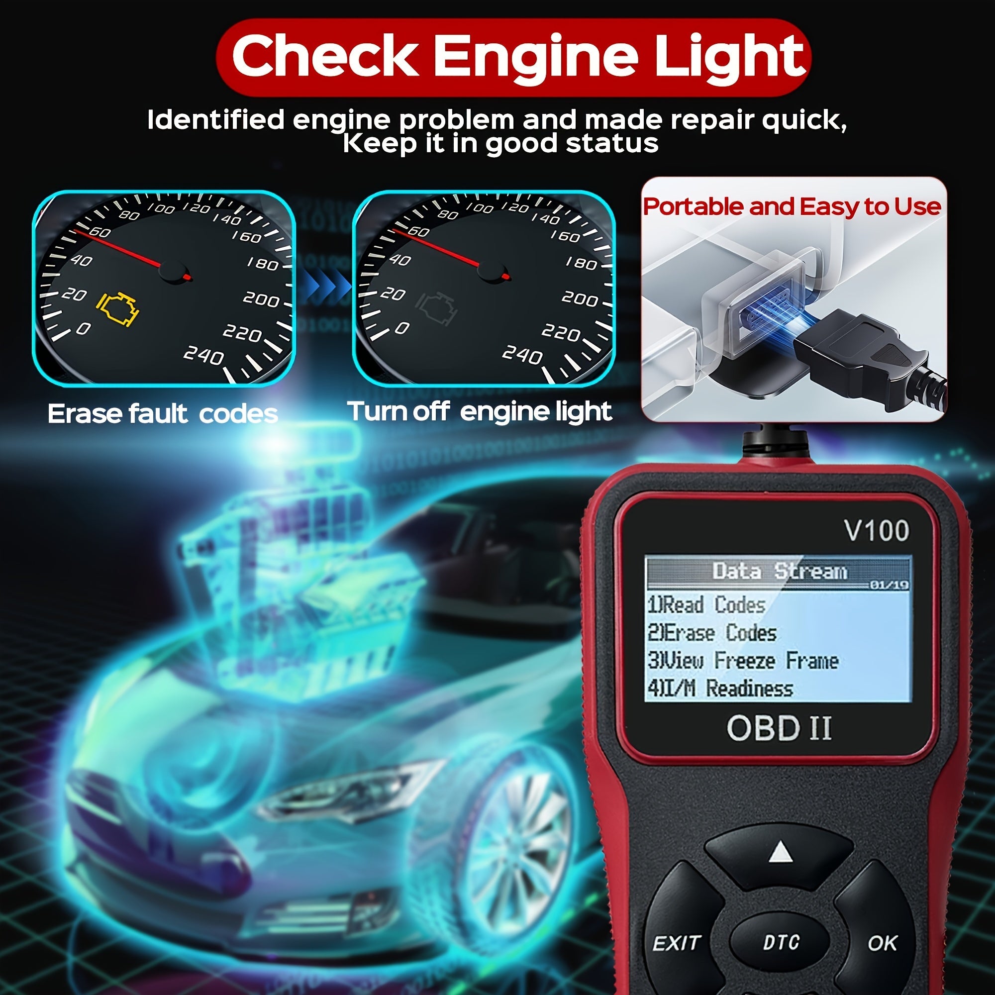 Automotive OBD2 Diagnose Scanner Code Reader Engine Fault Code Reader Scanner Can Diagnose Scan Tool For All OBD II Protocol Cars Since 1996