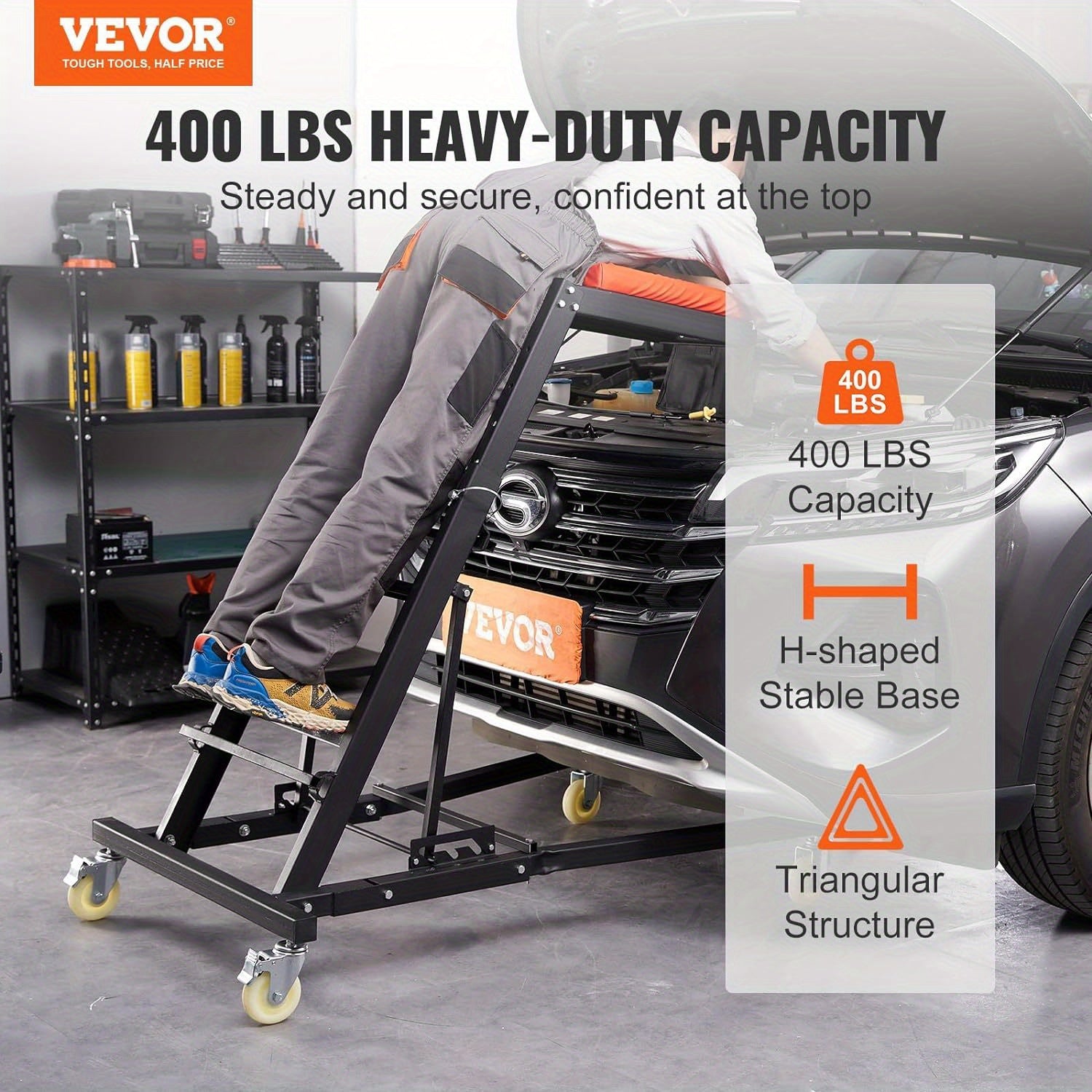 AIO Topside Automotive Engine Creeper, Adjustable Height Foldable Topside Creeper,