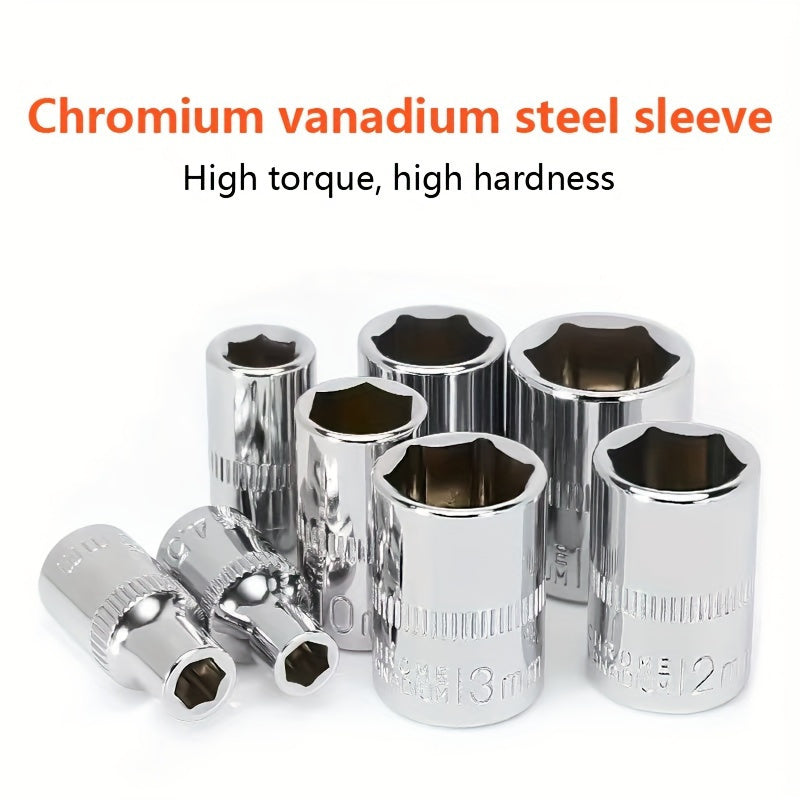 46/53/61/82/94pcs Mechanical Tool Kit Chrome Vanadium Steel Manual Tool Kit - Including Metric Ratchet, Socket, Wrench Kit For Automotive And Mechanical Repairs, Durable Non Battery Uncharged Tool Kit