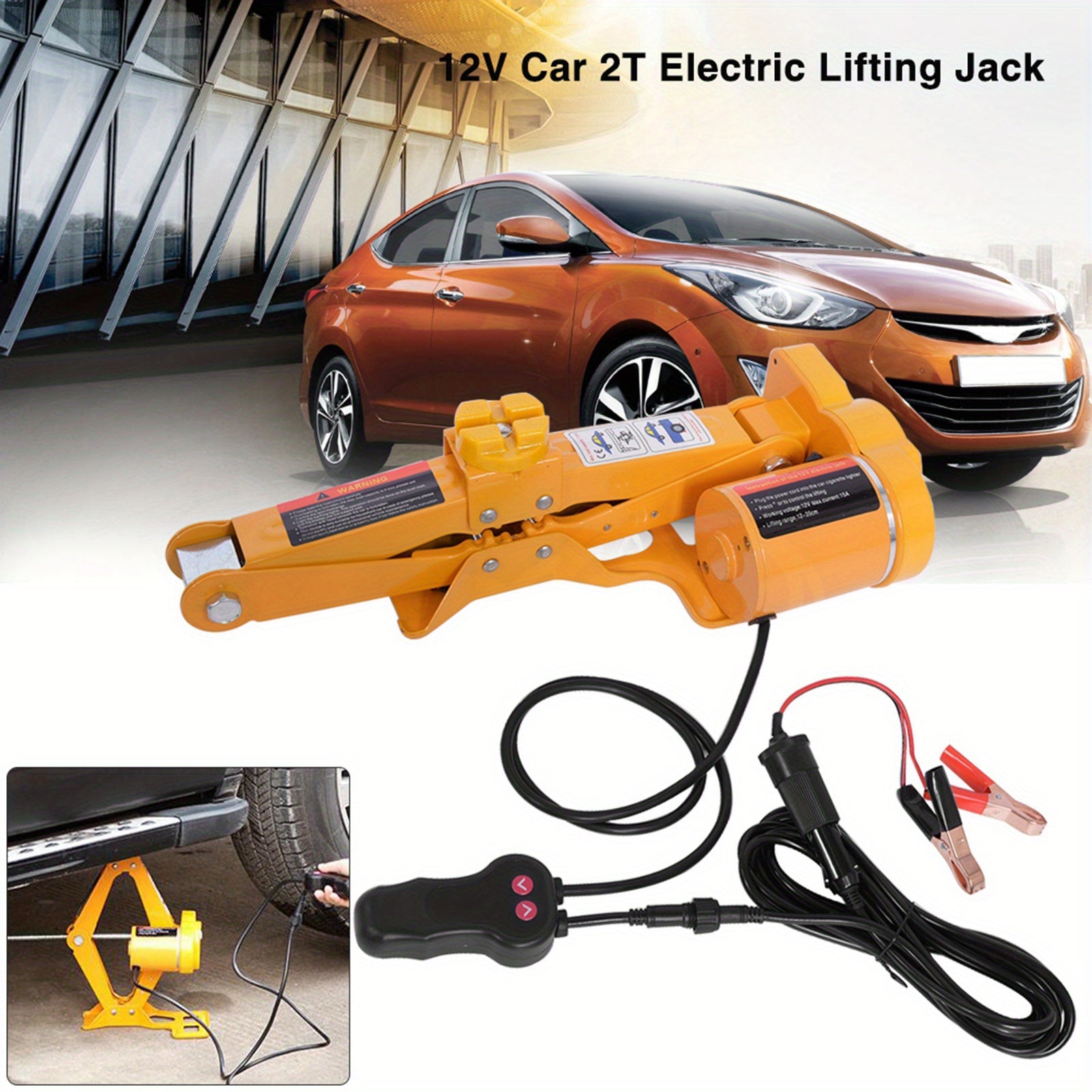 Upgraded Electric Car Jack, Electric Car Floor Jack Auto Jack For Tire Inflator Pump Auto Electric Jack 2Ton 12V DC Automotive Car Electric Jack Lifting SUV Van Garage And Emergency Equipment