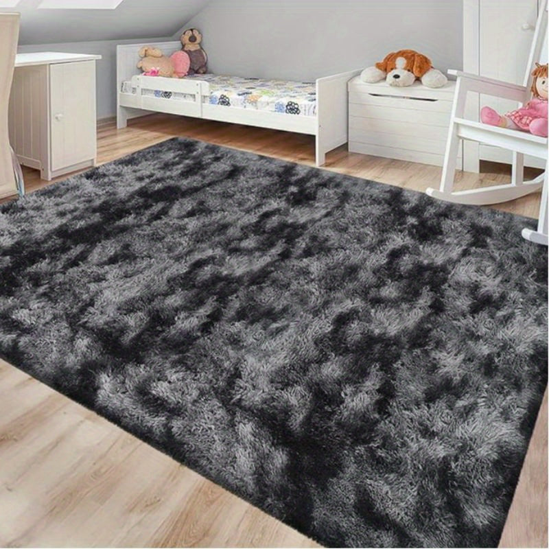Soft Shag Area Rugs for Living Room Bedroom, 6x9 ft Tie-Dye Light Grey Indoor Modern Carpets, Thickened Rugs Fluffy Fuzzy Plush Rug for Home Decor, Anti Slip, High Pile