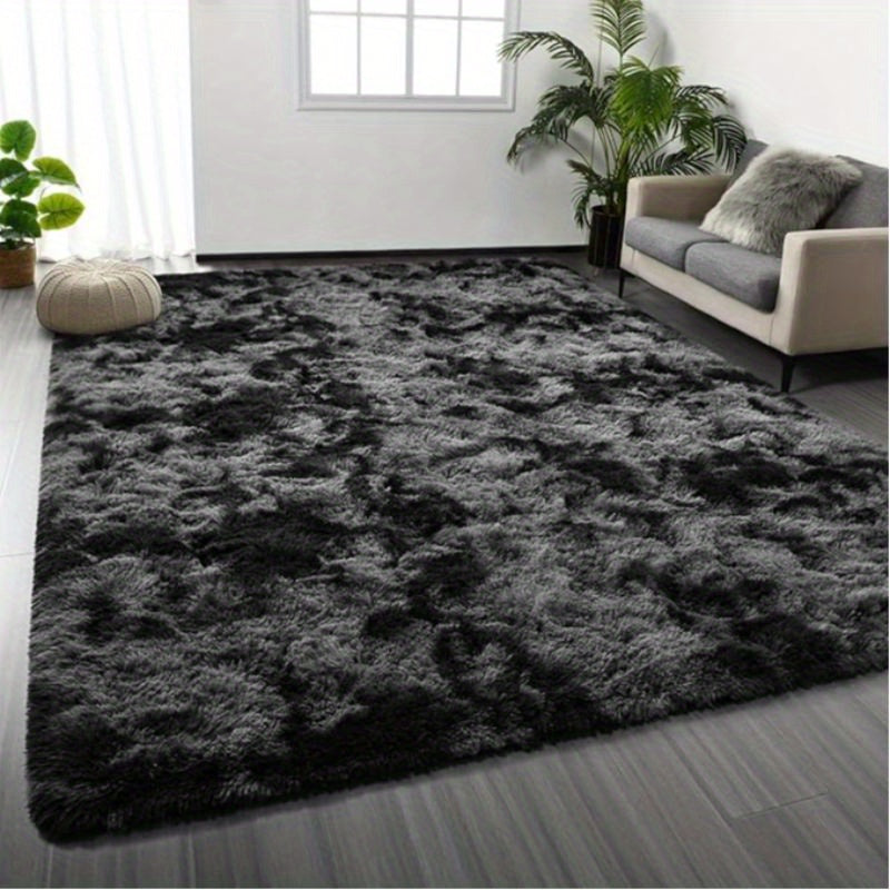 Soft Shag Area Rugs for Living Room Bedroom, 6x9 ft Tie-Dye Light Grey Indoor Modern Carpets, Thickened Rugs Fluffy Fuzzy Plush Rug for Home Decor, Anti Slip, High Pile