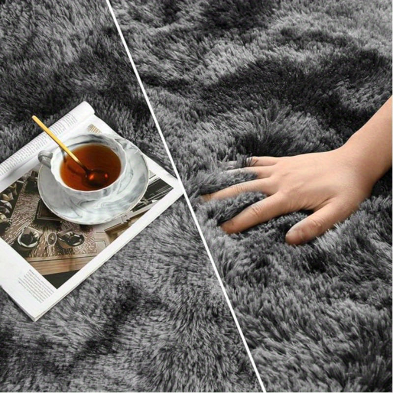 Soft Shag Area Rugs for Living Room Bedroom, 6x9 ft Tie-Dye Light Grey Indoor Modern Carpets, Thickened Rugs Fluffy Fuzzy Plush Rug for Home Decor, Anti Slip, High Pile