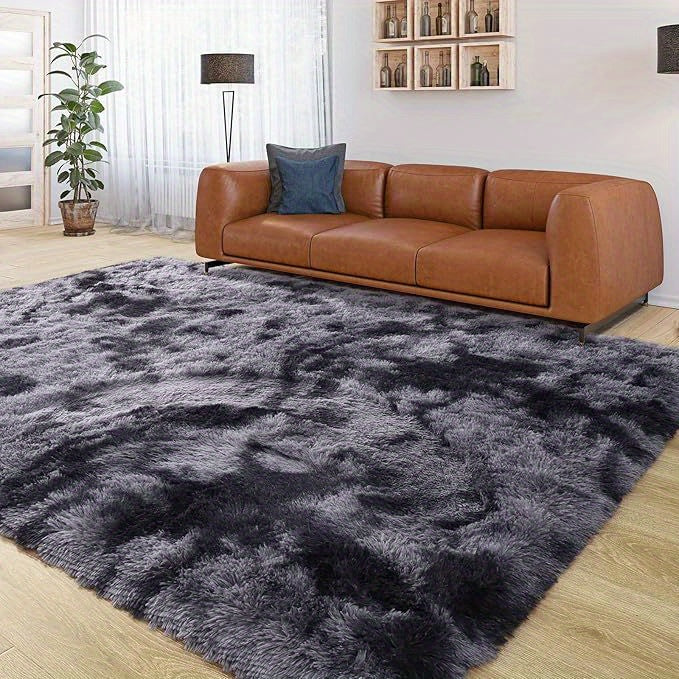 Soft Shag Area Rugs for Living Room Bedroom, 6x9 ft Tie-Dye Light Grey Indoor Modern Carpets, Thickened Rugs Fluffy Fuzzy Plush Rug for Home Decor, Anti Slip, High Pile