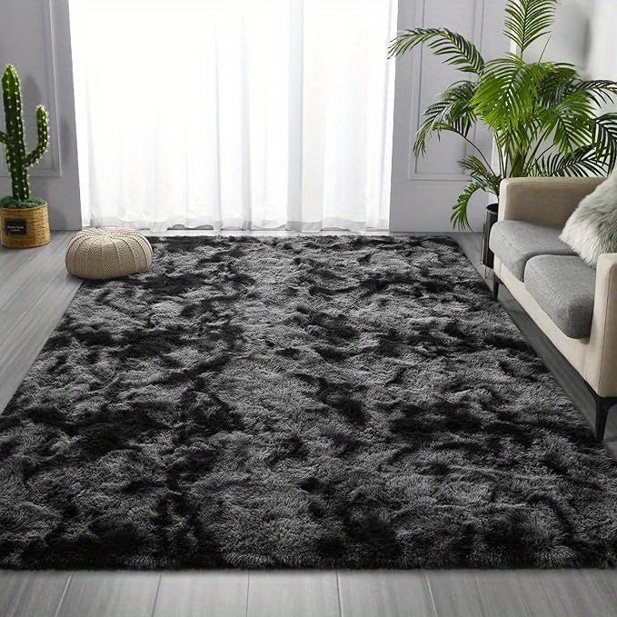 Soft Shag Area Rugs for Living Room Bedroom, 6x9 ft Tie-Dye Light Grey Indoor Modern Carpets, Thickened Rugs Fluffy Fuzzy Plush Rug for Home Decor, Anti Slip, High Pile