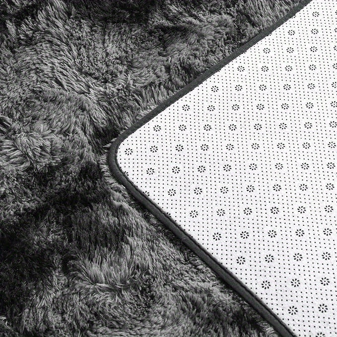 Soft Shag Area Rugs for Living Room Bedroom, 6x9 ft Tie-Dye Light Grey Indoor Modern Carpets, Thickened Rugs Fluffy Fuzzy Plush Rug for Home Decor, Anti Slip, High Pile