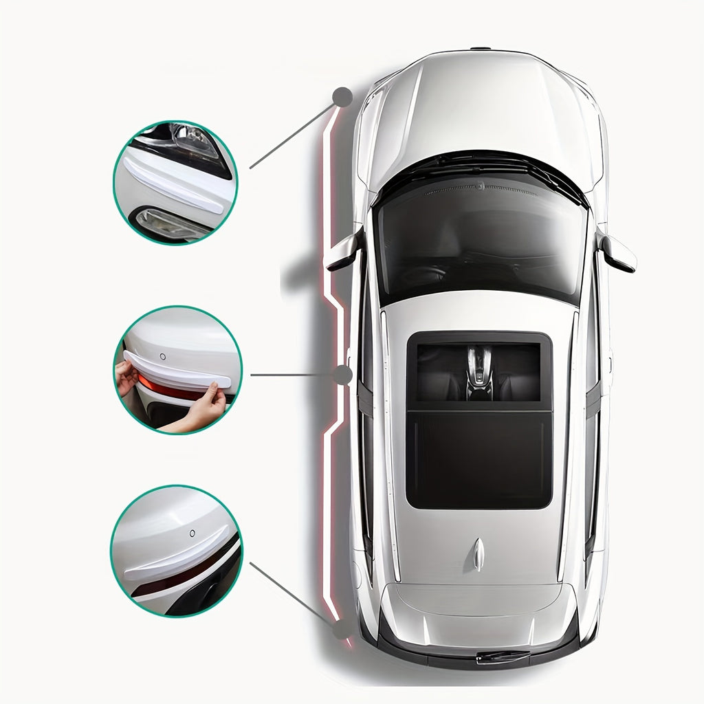 4pcs Universal Car Carbon Fiber Anti-Collision Protector - Protects Front and Rear Corner Bumpers, Anti-Scratch Strip Gadget, Rubber Protection for Automotive Accessories