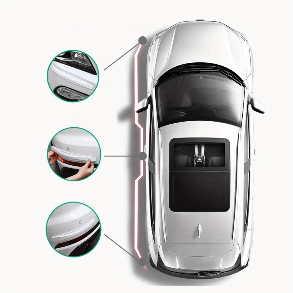 4pcs Universal Car Carbon Fiber Anti-Collision Protector - Protects Front and Rear Corner Bumpers, Anti-Scratch Strip Gadget, Rubber Protection for Automotive Accessories