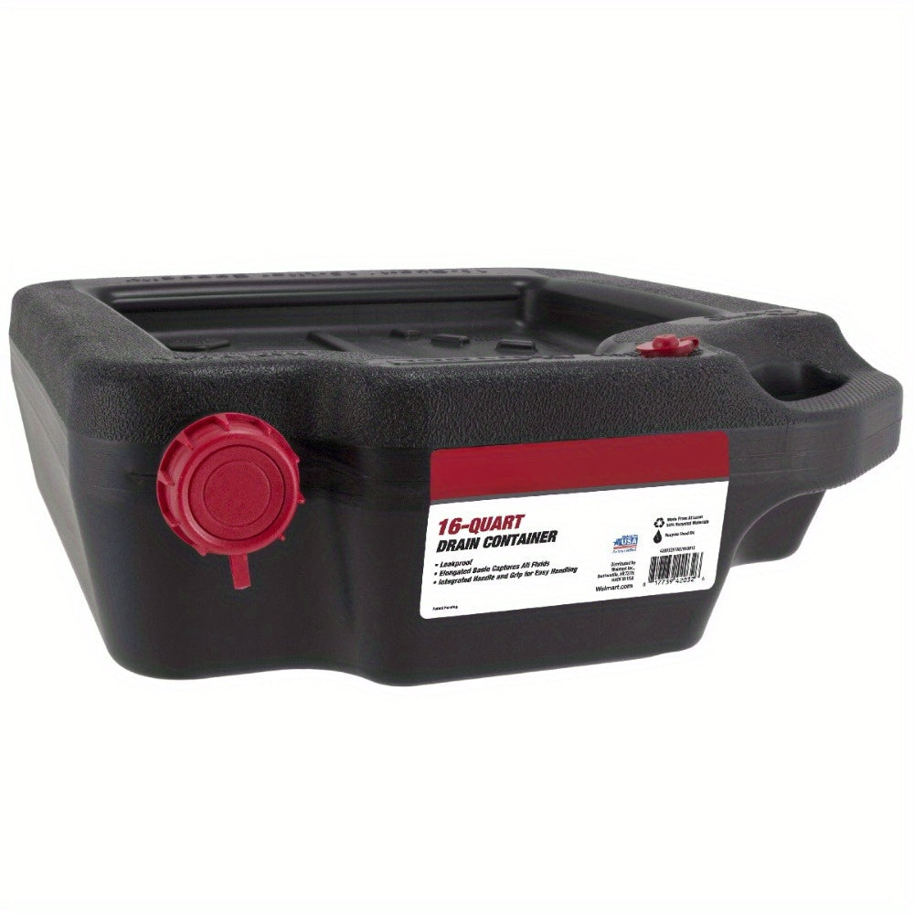 16 Quart Automotive Drain Pan Container, 420032HTMI, Black