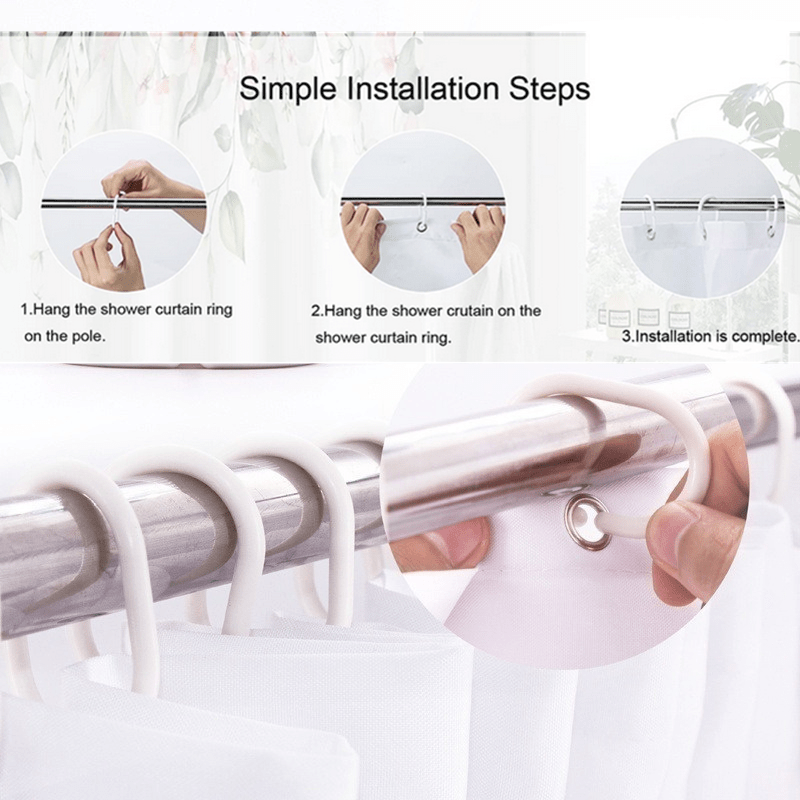 1Pc/4Pcs Waterproof Bathroom Shower Curtain Set with 12 Hooks Toilet Seat Bath Mats And Rugs Non-Slip Carpet Toilet Covers Polyester Fabric Washable Curtain Bathroom Accessories (Open JIT)
