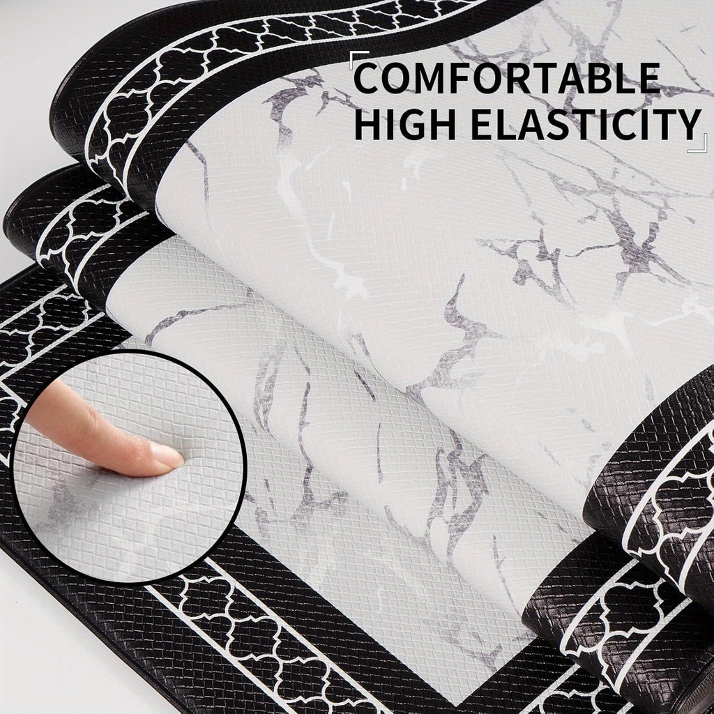 3pcs Kitchen Mat Set with Runner, Marble Kitchen Rugs And Mats Non Skid Washable, Kitchen Runner Mat Floor Mats, ASPMIZ