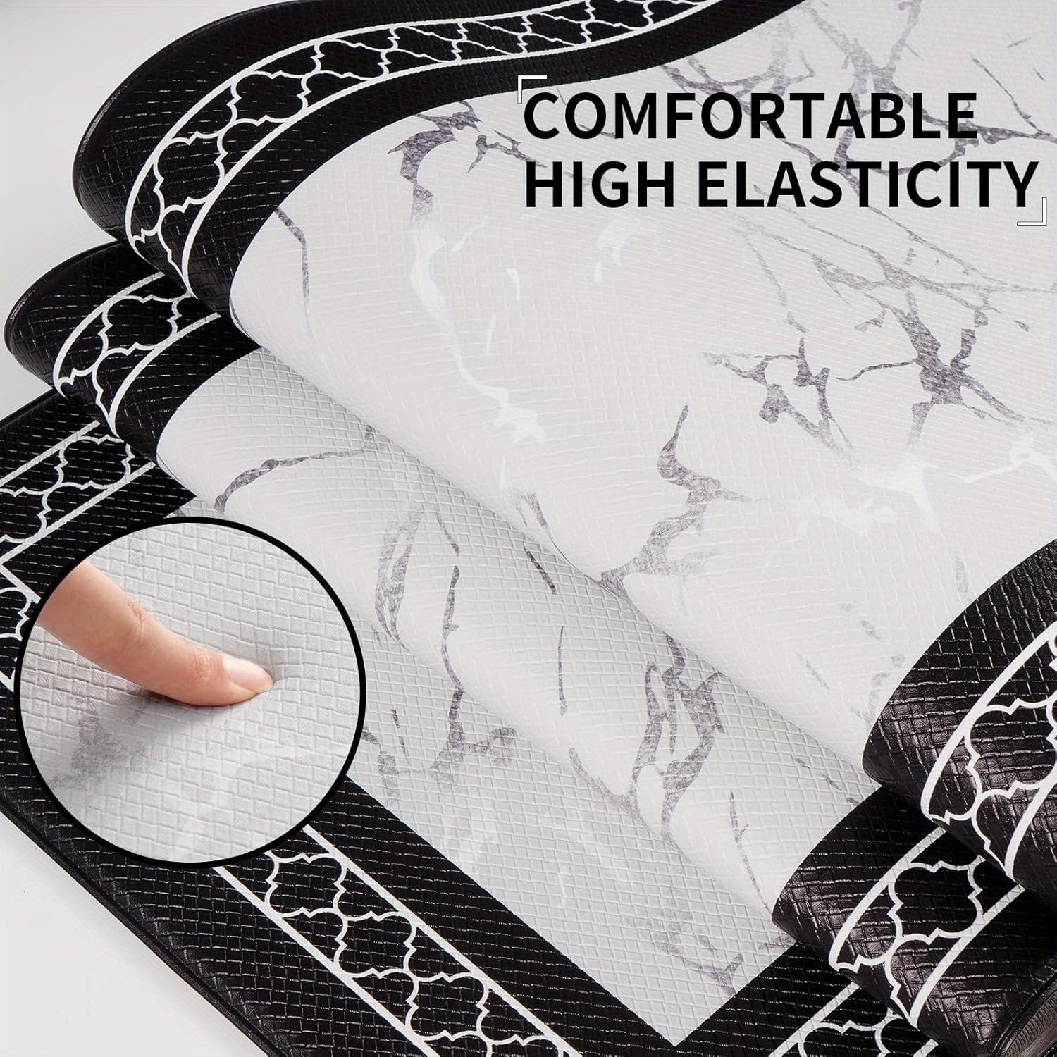 3pcs Kitchen Mat Set with Runner, Marble Kitchen Rugs And Mats Non Skid Washable, Kitchen Runner Mat Floor Mats, ASPMIZ